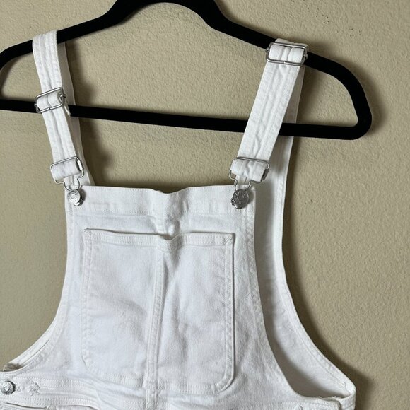 MADEWELL White Denim Shorts Overalls Size Small Raw Hem - Picture 5 of 11